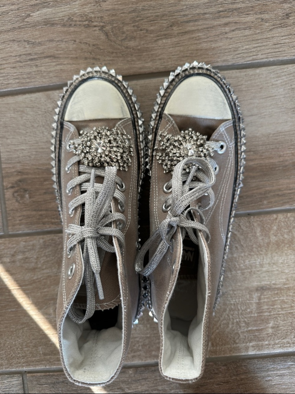 Nan-Ku couture Taupe Embellished High-Top Sneakers from Free People. - Picture 4 of 6